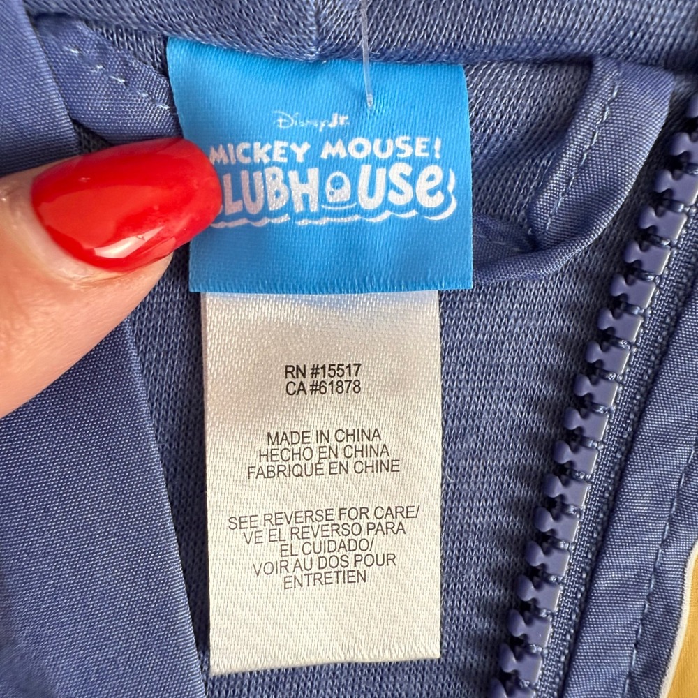 Disney Mickey Mouse Clubhouse Kids Blue Lightweight Hooded Jacket Size 2T - Picture 3 of 7